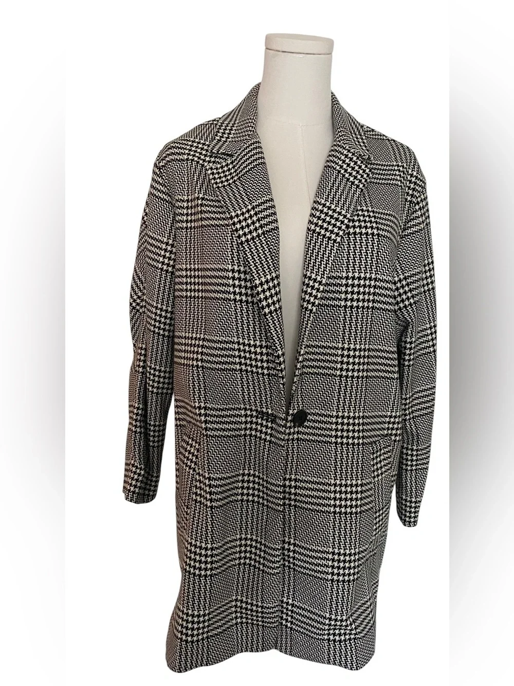 Zara Black and White Glen Plaid Single-Button Blazer, checkers - Picture 9 of 9